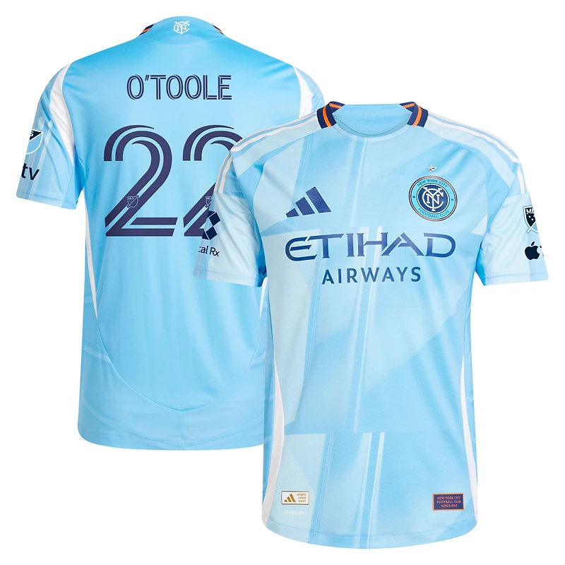 Maillot de joueur authentique Adidas Kevin O'Toole bleu clair New York City FC 2025 The Excelsior Kit pour homme