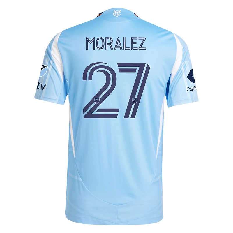 Maillot de joueur authentique The Excelsior Kit New York City FC 2025 bleu clair adidas Maximiliano Moralez pour homme