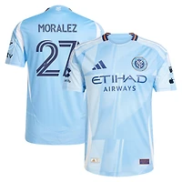 Maillot de joueur authentique The Excelsior Kit New York City FC 2025 bleu clair adidas Maximiliano Moralez pour homme