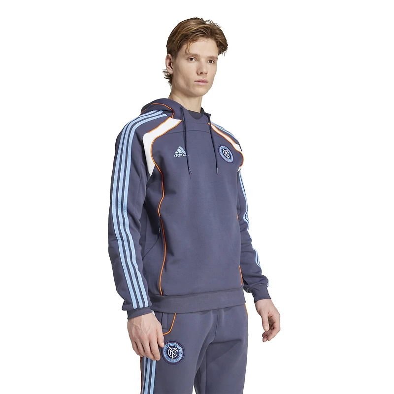 Men's adidas Navy New York City FC 2025 Travel Pullover Hoodie