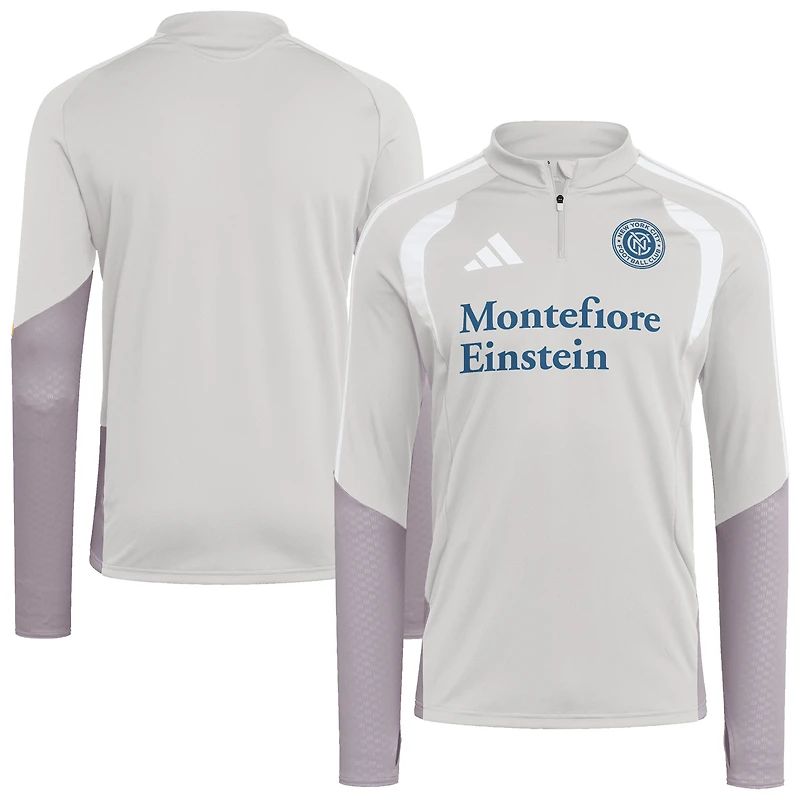 Men's adidas Silver New York City FC 2026 Tiro Competition Quarter-Zip Training Top