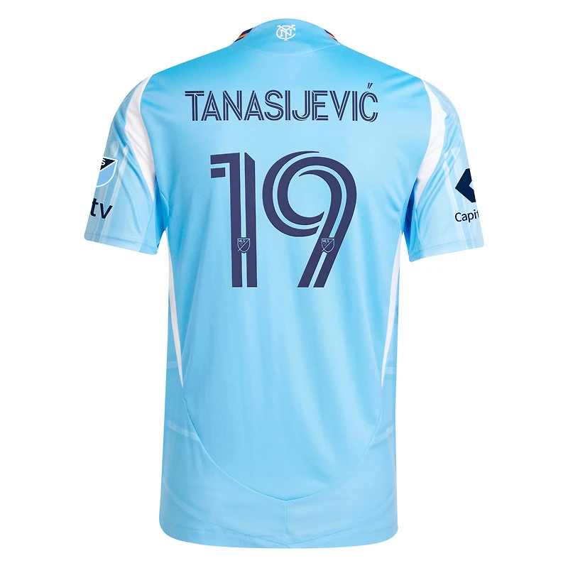 Maillot de joueur authentique adidas Strahinja Tanasijević pour homme bleu clair New York City FC 2025 The Excelsior Kit