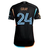 Maillot de joueur authentique adidas Tayvon gris noir New York City FC 2024 24/7 Kit pour homme