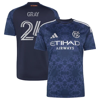 Men's adidas Tayvon Gray Blue New York City FC 2026 The All Nations Kit Replica Jersey