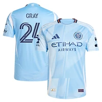 Men's adidas Tayvon Gray Light Blue New York City FC 2025 The Excelsior Kit Authentic Player Jersey