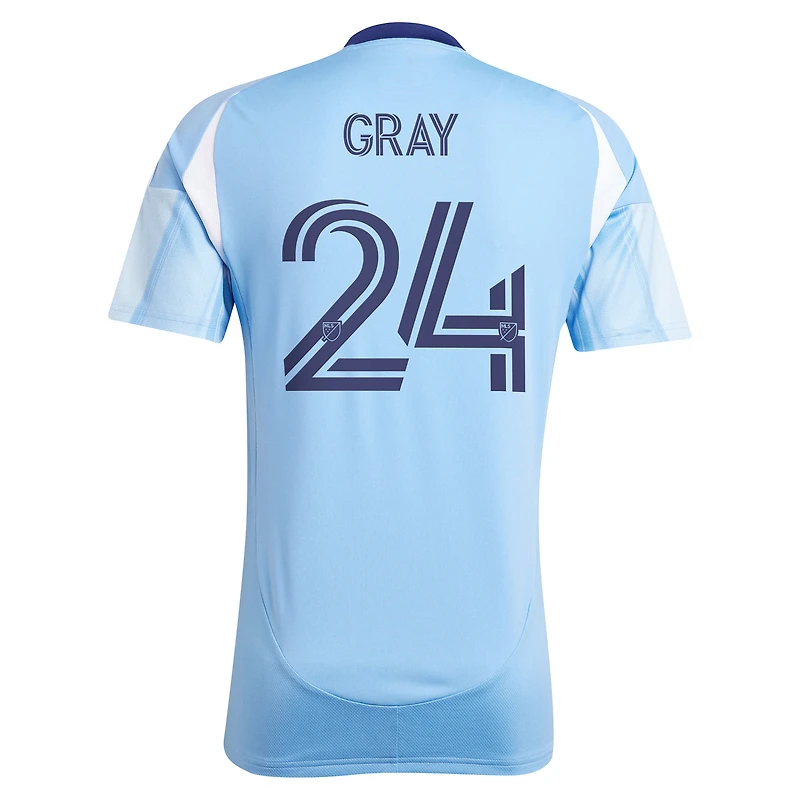Men's adidas Tayvon Gray Light Blue New York City FC 2025 The Excelsior Kit Replica Player Jersey
