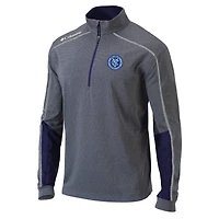 Men's Columbia Heathered Gray/Navy New York City FC Omni-Wick Shotgun 2.0 Quarter-Zip Pullover Top