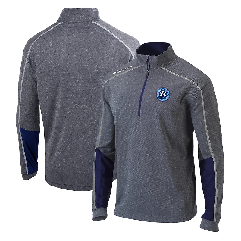 Men's Columbia Heathered Gray/Navy New York City FC Omni-Wick Shotgun 2.0 Quarter-Zip Pullover Top
