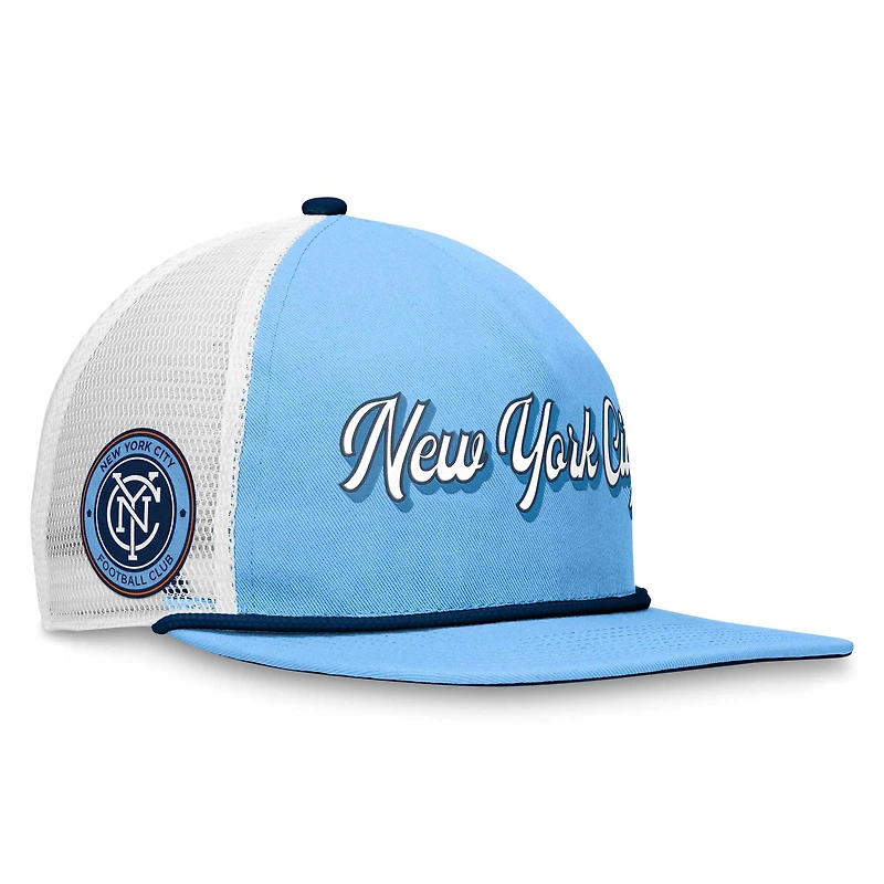 Casquette New York City FC True Classic Golf Snapback Fanatics Branded bleu clair/blanc pour homme