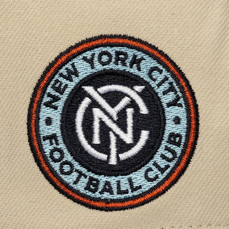 Men's Mitchell & Ness  Cream/Navy New York City FC Upside Down Pro Pinch Snapback Hat