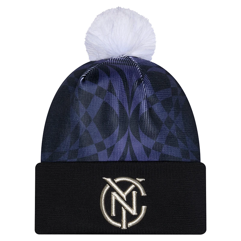 Men's New Era Black New York City FC 2026 Jersey Hook Cuffed Knit Hat with Pom