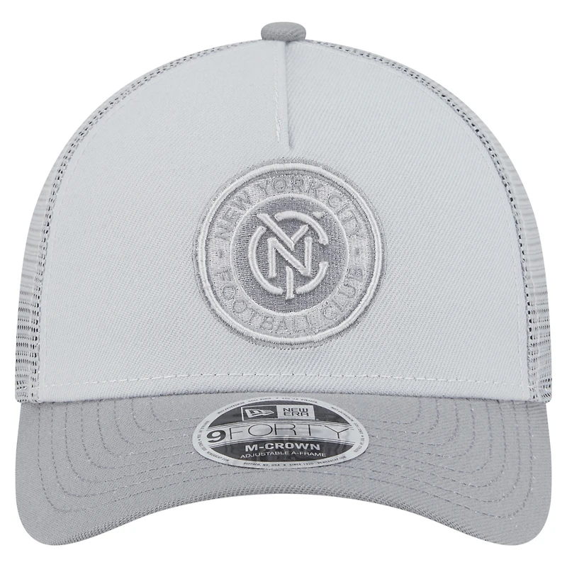 Men's New Era Gray New York City FC Color Pack 9FORTY A-Frame Adjustable Trucker Hat
