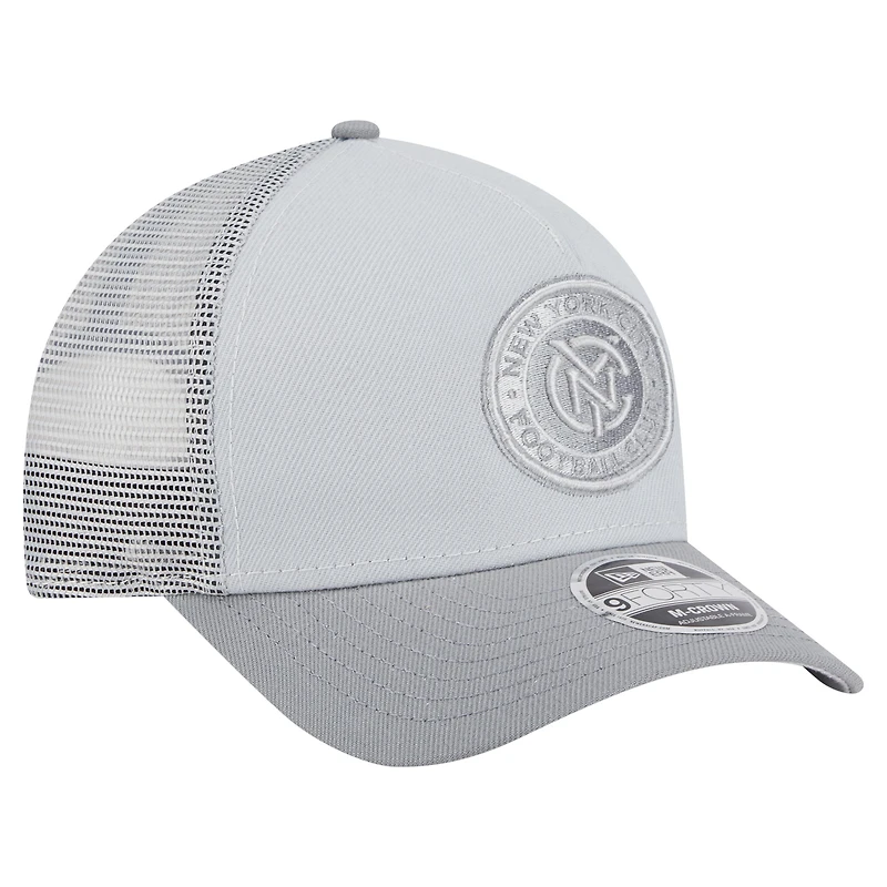 Men's New Era Gray New York City FC Color Pack 9FORTY A-Frame Adjustable Trucker Hat