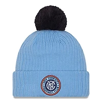 Men's New Era  Light Blue New York City FC 2025 Jersey Hook Cuff Knit Hat with Pom