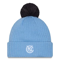 Men's New Era  Light Blue New York City FC 2025 Jersey Hook Cuff Knit Hat with Pom