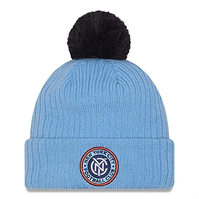 Men's New Era  Light Blue New York City FC 2025 Jersey Hook Cuff Knit Hat with Pom