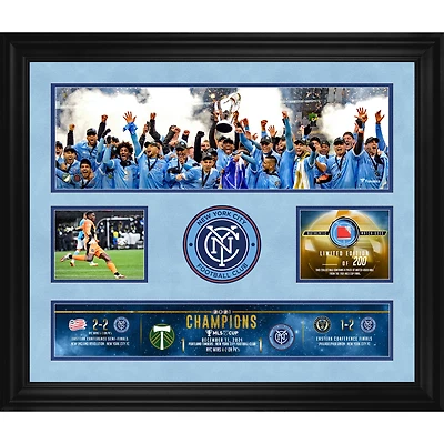 New York City FC Framed 20'' x 24'' 2021 MLS Cup Champions Collage with a Piece of Match-Used Ball - Limited Edition of 200
