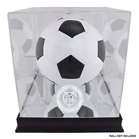 New York City FC Mahogany Team Logo Soccer Ball Display Case