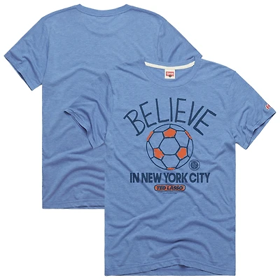 Unisex Homage  Light Blue New York City FC MLS x Ted Lasso Believe Graphic Tri-Blend T-Shirt