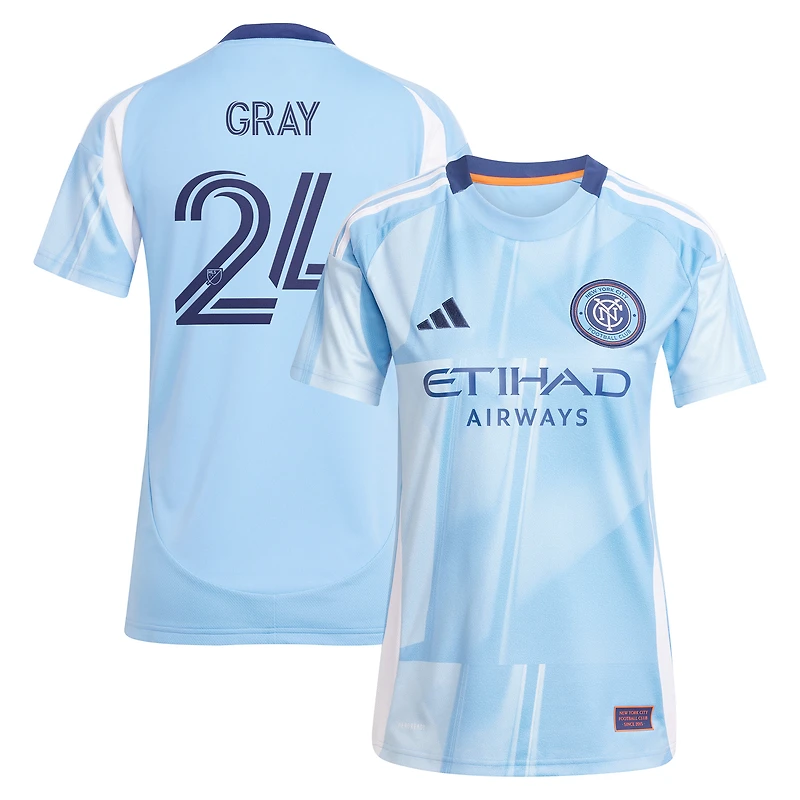 Maillot réplique du kit Excelsior New York City FC 2025 pour femme adidas Tayvon gris bleu clair