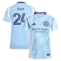 Women's adidas Tayvon Gray Light Blue New York City FC 2025 The Excelsior Kit Replica Player Jersey
