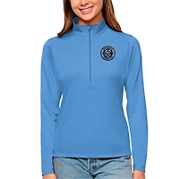 Women's Antigua Light Blue New York City FC Tribute Quarter-Zip Pullover Top