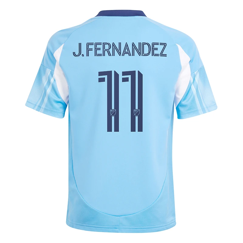 Maillot de joueur réplique unisexe pour jeunes adidas Julian Fernandez bleu clair New York City FC 2025 The Excelsior Kit
