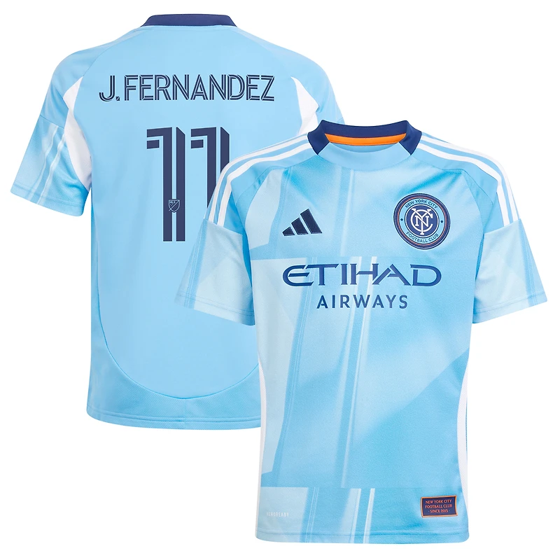 Maillot de joueur réplique unisexe pour jeunes adidas Julian Fernandez bleu clair New York City FC 2025 The Excelsior Kit