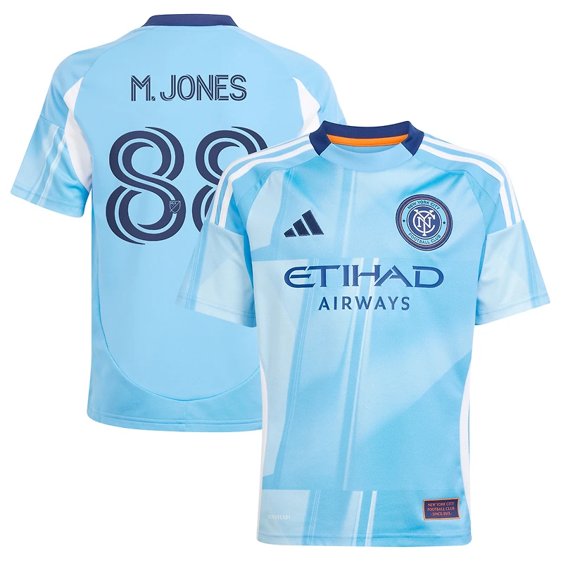 Maillot de joueur unisexe Adidas Malachi Jones bleu clair New York City FC 2025 The Excelsior Kit Replica