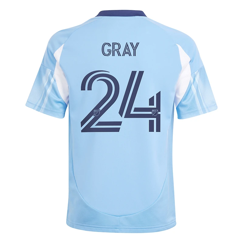 Youth adidas Tayvon Gray Light Blue New York City FC 2025 The Excelsior Kit Replica Player Jersey