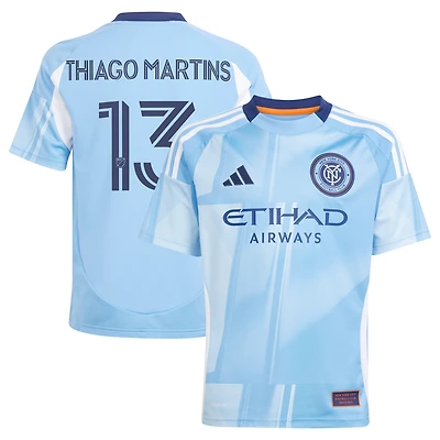 Maillot de joueur réplique du kit Excelsior 2025 bleu clair New York City FC pour jeunes adidas Thiago Martins