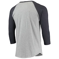 Men's Stitches Heathered Gray/Navy New York Cubans Negro League Wordmark Raglan 3/4-Sleeve T-Shirt