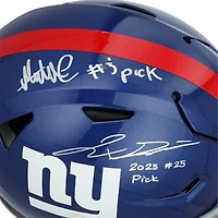 Casque authentique Riddell Speed ​​Flex autographié par Abdul Carter et Jaxson Dart des New York Giants avec plusieurs inscriptions de choix au repêchage - Édition limitée à 5 exemplaires
