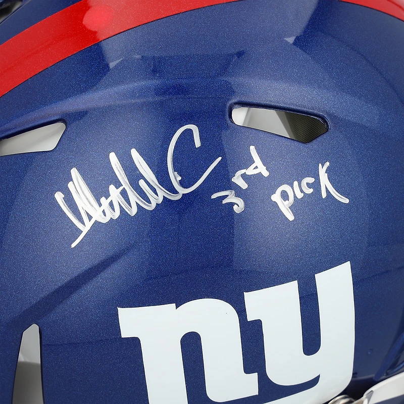 Casque Riddell Speed authentique autographié par Abdul Carter des New York Giants avec inscription « 3rd Pick »