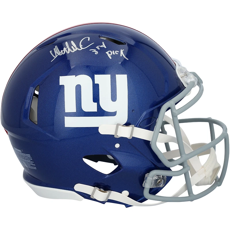 Casque Riddell Speed authentique autographié par Abdul Carter des New York Giants avec inscription « 3rd Pick »