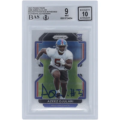 Azeez Ojulari New York Giants Autographed 2021 Panini Prizm #386 Beckett Fanatics Witnessed Authenticated 9/10 Rookie Card