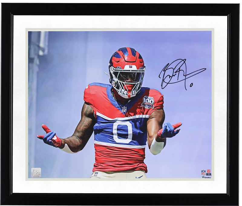 Brian Burns New York Giants Autographed 16" x 20" Spida-Burns Pose in 100th Season Throwback Uniform Photograph