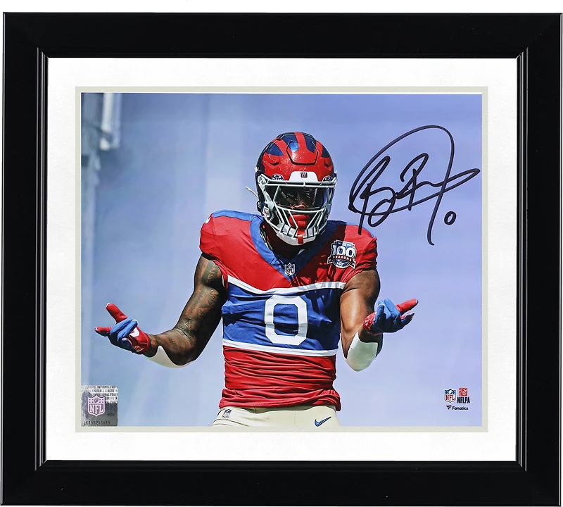 Brian Burns New York Giants Autographed 8" x 10" Spida-Burns Pose in 100th Season Throwback Uniform Photograph