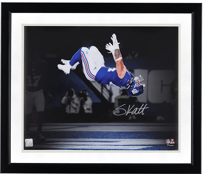 Cam Skattebo New York Giants Autographed 16" x 20" 2025 Week 3 Touchdown Celebration Backflip Spotlight Photograph