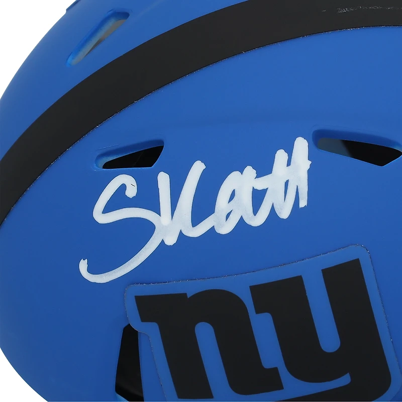 Casque Riddell Rave Speed ​​Mini autographié par Cam Skattebo des New York Giants
