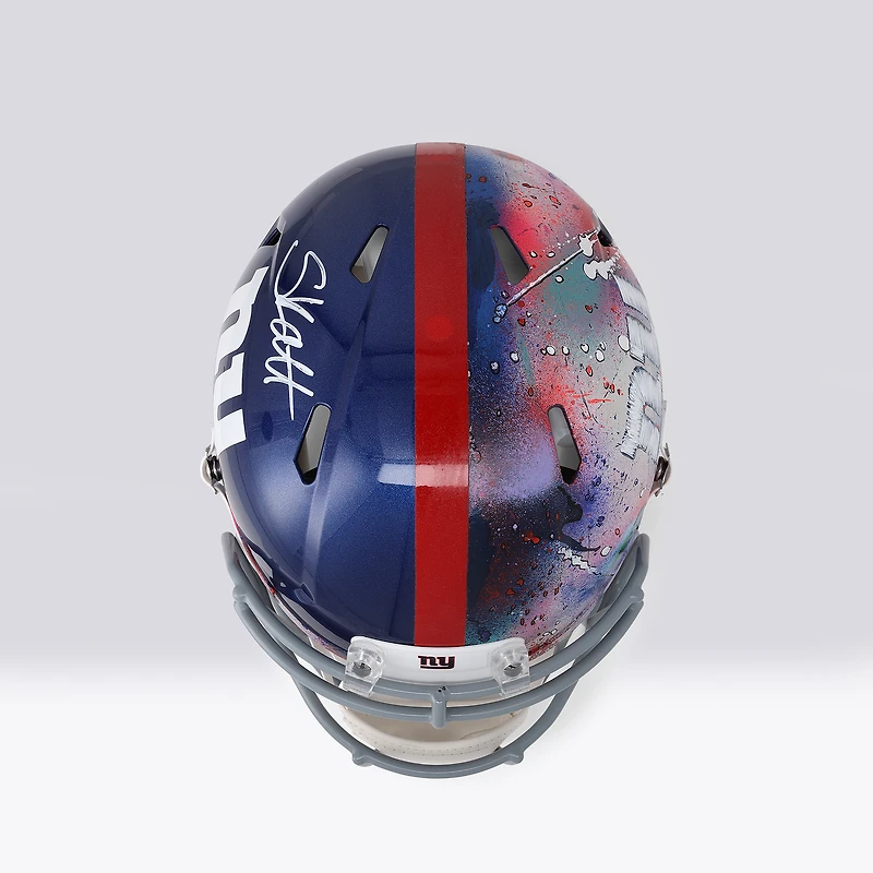 Casque Riddell Speed Authentic autographié par Cam Skattebo (New York Giants) - Illustration de Shawn Voelker - NF70444455