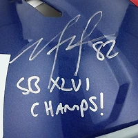 V106832 Giants Mario Manningham et Eli Manning New York Giants Casque Riddell Speed ​​authentique dédicacé avec inscription « SB XLVI Champs » Mario Manningham, Eli Manning CASQUE AUT PRO 45824 AUTEQPHEL PHLTMA0666 #14