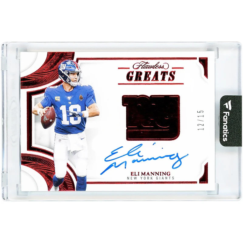 Carte autographiée d'Eli Manning (New York Giants) - Panini Flawless Greats Ruby 2025 #G-ELI #12/15