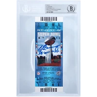 Billet authentifié BAS bleu dédicacé par Eli Manning des New York Giants pour le Super Bowl XLII avec l'inscription « SB XLII MVP »