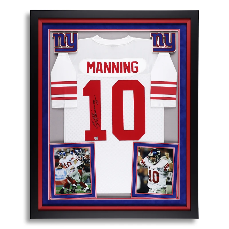 Eli Manning New York Giants Autographed Deluxe Framed Super Bowl XLII White Mitchell & Ness Authentic Jersey