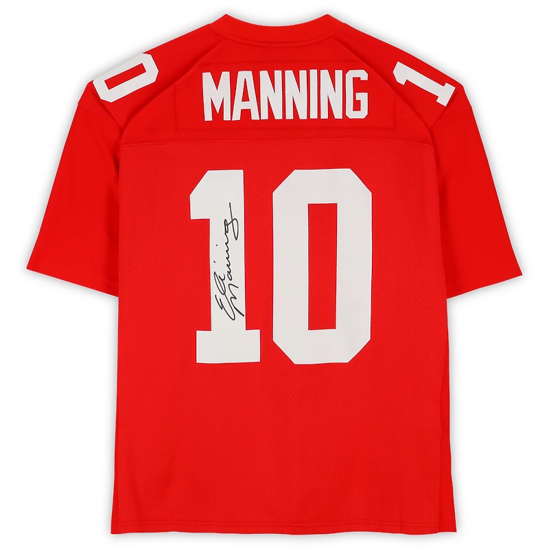 Maillot Legacy rouge Mitchell & Ness 2004 autographié par Eli Manning des Giants de New York