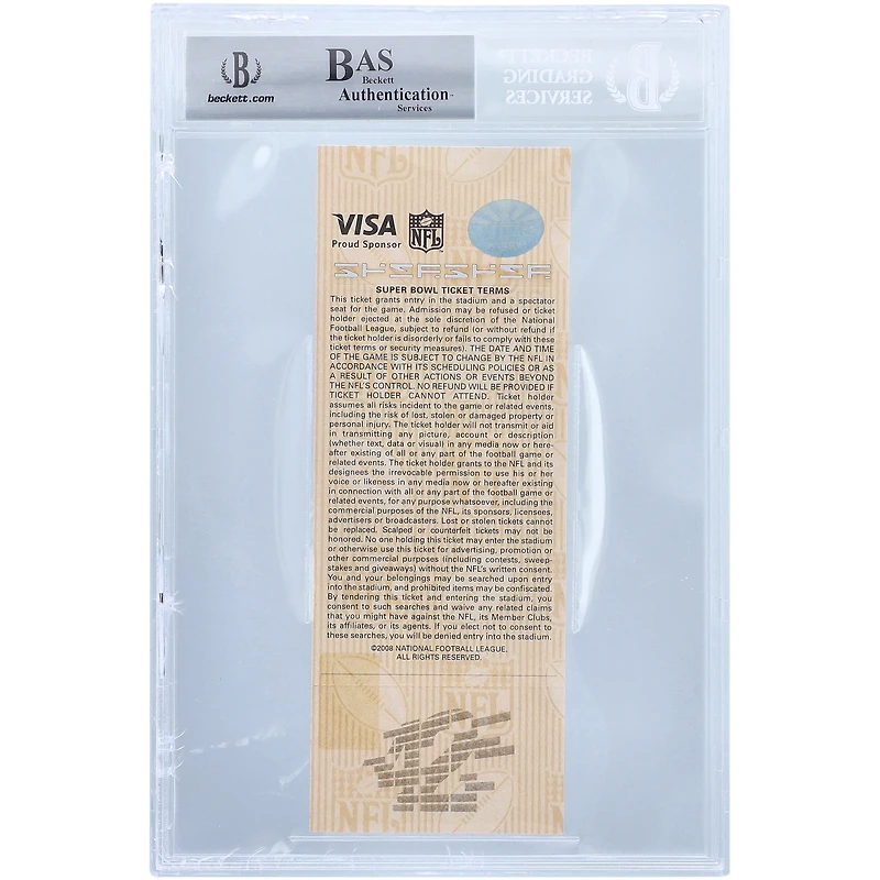 Eli Manning New York Giants Autographed Super Bowl XLII BGS Authenticated Ticket