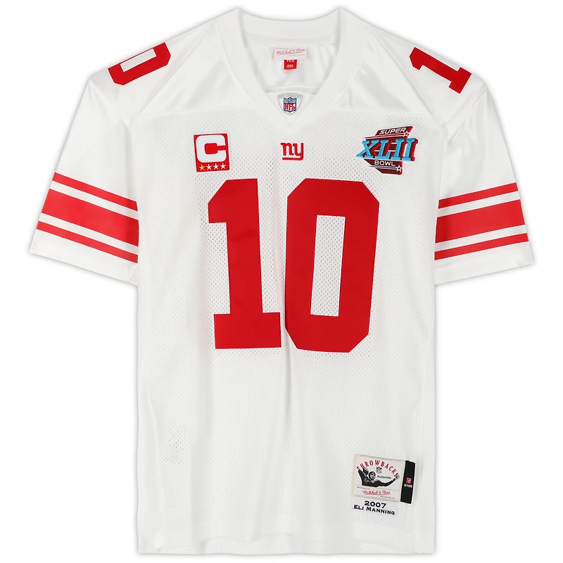 Eli Manning New York Giants Autographed Super Bowl XLII White Mitchell & Ness Authentic Jersey with "SB XLII MVP" Inscription