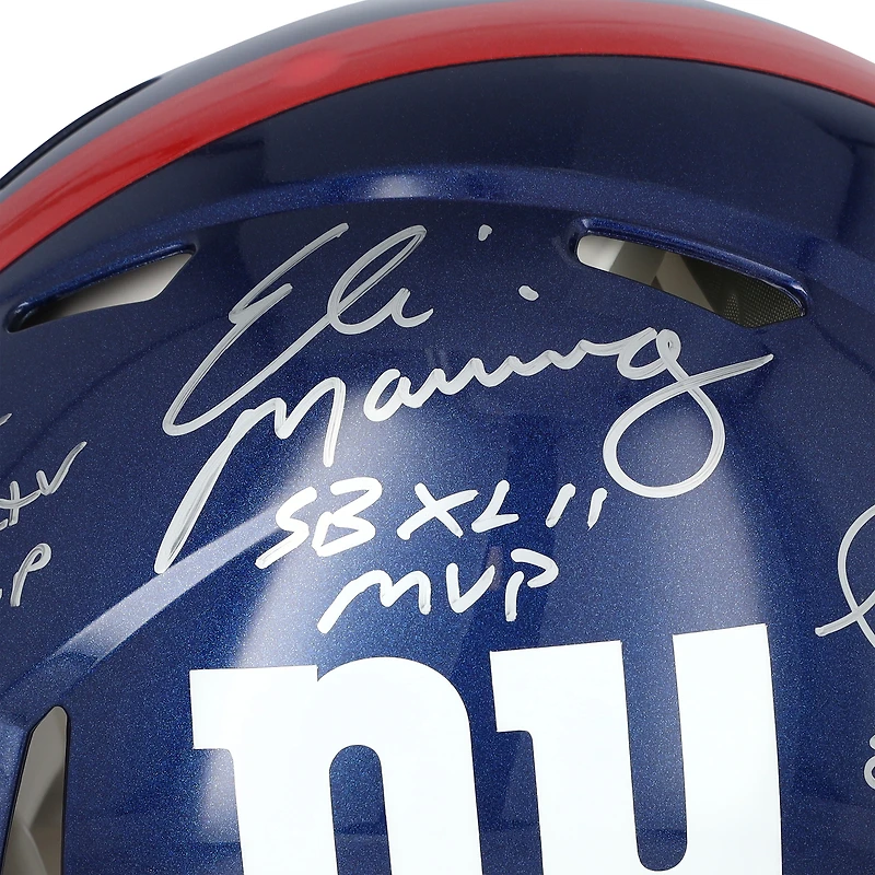 Casque authentique Riddell Speed autographié par Eli Manning, Phil Simms et Otis Anderson des New York Giants avec plusieurs inscriptions MVP du Super Bowl