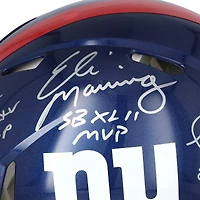 Casque authentique Riddell Speed autographié par Eli Manning, Phil Simms et Otis Anderson des New York Giants avec plusieurs inscriptions MVP du Super Bowl